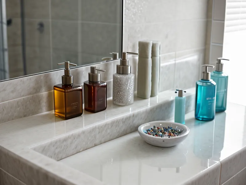 Natural toenail fungus supplement bottle held over a bathroom sink during foot health testing