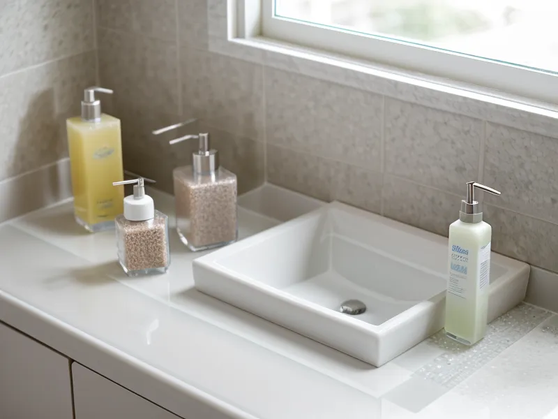 A bottle of Kerassentials antifungal oil with an applicator brush on a white tile surface.