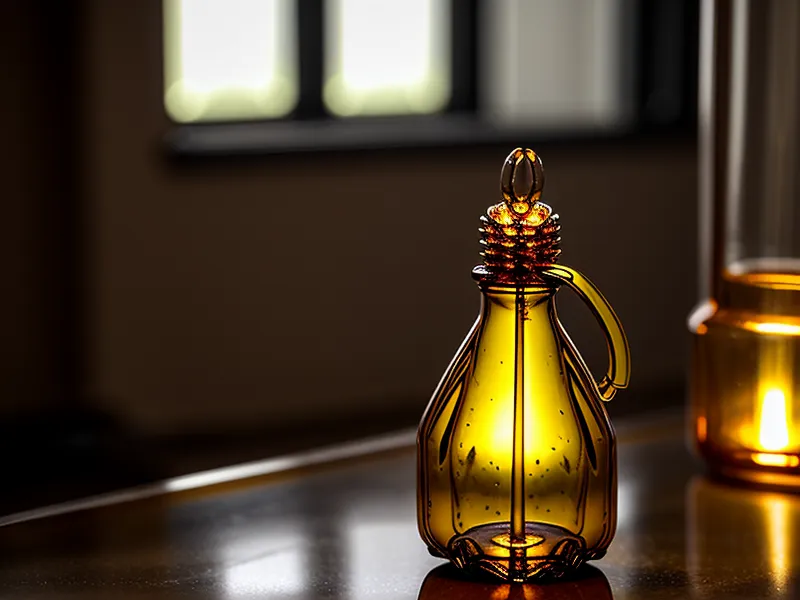 Close-up of a glass dropper bottle with antifungal oil.