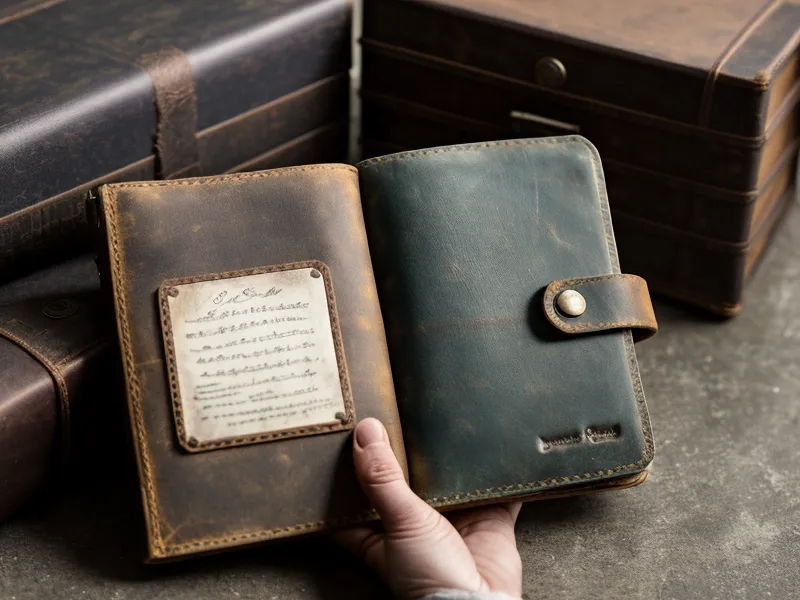 A hand holding a notebook with handwritten tracking notes in a locker room