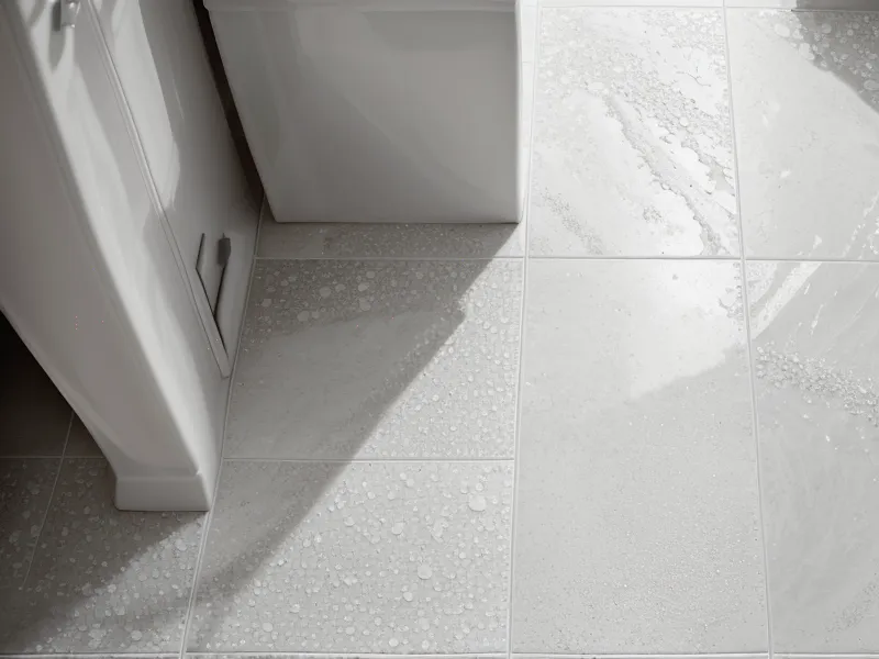 Clean white floor tile representing the lack of mess from using capsules.