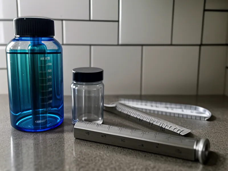 A ruler and supplement bottle showing the scale of monthly nail growth.