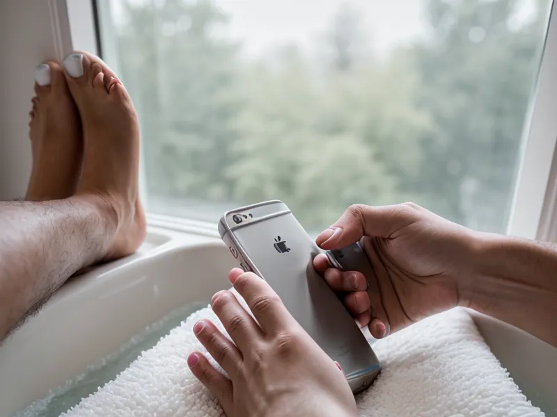 A man taking a progress photo of his toenails for his tracking notebook.