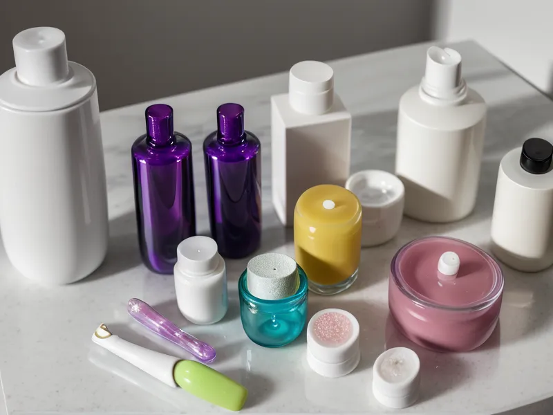Morning nail care routine setup on a bathroom sink